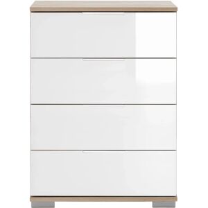 WIMEX Easy Nachttisch - 52x74x38 cm - Braun, Weißglas WIMEX Easy Nachttisch - 52x74x38 cm - Braun, Weißglas