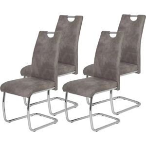 HELA FLORA Vintage Grau Mikrofaser Esstischstühle - 4er Set HELA FLORA Vintage Grau Mikrofaser Esstischstühle - 4er Set