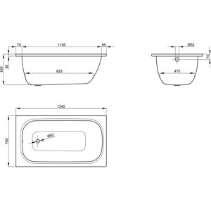 Baignoire Rectangle LaBette 1240-000 Blanc Gain de place - Publicité Baignoire Rectangle LaBette 1240-000 Blanc Gain de place - Publicité