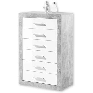HBZ Stone Hochglanz-Weiß Sideboard - 6 Schubladen, 102x66x37 cm HBZ Stone Hochglanz-Weiß Sideboard - 6 Schubladen, 102x66x37 cm