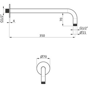 Herzbach Design iX PVD Wandarm 350mm - Duscharm Herzbach Design iX PVD Wandarm 350mm - Duscharm