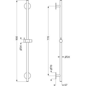 Herzbach Modell 21.965900.1.41 Messingstahl Duschwandstange Herzbach Modell 21.965900.1.41 Messingstahl Duschwandstange