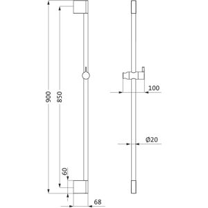 Herzbach Zwart Mat Douche Wandstang 900mm - Douche Wandstang Herzbach Zwart Mat Douche Wandstang 900mm - Douche Wandstang
