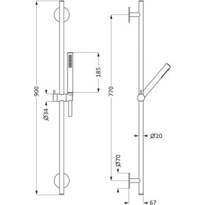 Ensemble de Douche Herzbach Acier Inoxydable Brossé 900mm avec Douchette - Set de Douche - Publicité Ensemble de Douche Herzbach Acier Inoxydable Brossé 900mm avec Douchette - Set de Douche - Publicité