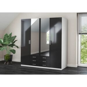 PRIESS Amsterdam Kleiderschrank - Modernes Design, LED-Beleuchtung, 4 Türen PRIESS Amsterdam Kleiderschrank - Modernes Design, LED-Beleuchtung, 4 Türen