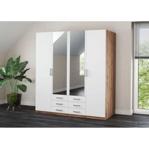 Priess Amsterdam Kleiderschrank - Modernes Design, 4 Türen, Weiß/astkernbuche Priess Amsterdam Kleiderschrank - Modernes Design, 4 Türen, Weiß/astkernbuche