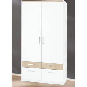 Priess Kleiderschrank - 94x193cm, weiß/struktureichefarben hell, 2-türig - Kleiderschrank Priess Kleiderschrank - 94x193cm, weiß/struktureichefarben hell, 2-türig - Kleiderschrank