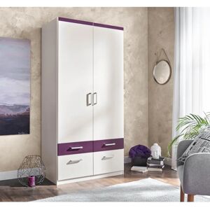 Priess Kleiderschrank - 2-türig, 94x56x193 cm, Lila & Weiß Priess Kleiderschrank - 2-türig, 94x56x193 cm, Lila & Weiß