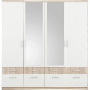 Priess Kleiderschrank - Weiß, 185x193x56cm, 4-türig - Schrank Priess Kleiderschrank - Weiß, 185x193x56cm, 4-türig - Schrank