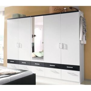 Priess Kleiderschrank - 230cm x 193cm x 56cm - Schwarz-Weiß - Schrank Priess Kleiderschrank - 230cm x 193cm x 56cm - Schwarz-Weiß - Schrank