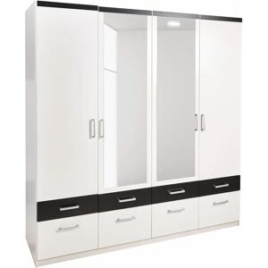 Priess Kleiderschrank - 4-türig, Schwarz-Weiß, 185cm Priess Kleiderschrank - 4-türig, Schwarz-Weiß, 185cm