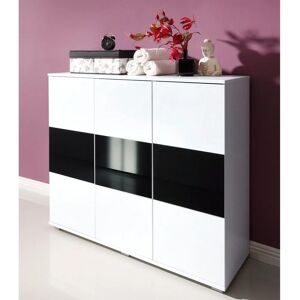 PRIESS 123cm Sideboard - 3 Türen, Modernes Glasdekor PRIESS 123cm Sideboard - 3 Türen, Modernes Glasdekor