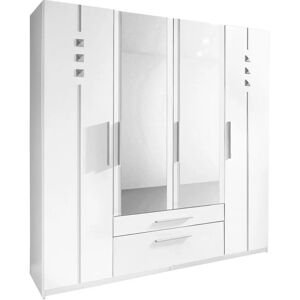 Priess Kleiderschrank - 4-türig, Weiß, Metall-Applikationen Priess Kleiderschrank - 4-türig, Weiß, Metall-Applikationen