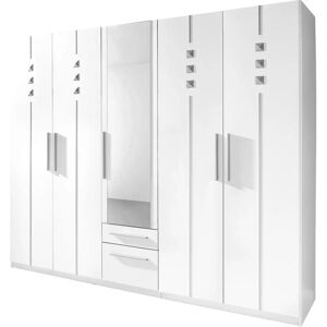 Priess Kleiderschrank - 5-türig, weiß, Holz, Silbern - Wardrobe Priess Kleiderschrank - 5-türig, weiß, Holz, Silbern - Wardrobe
