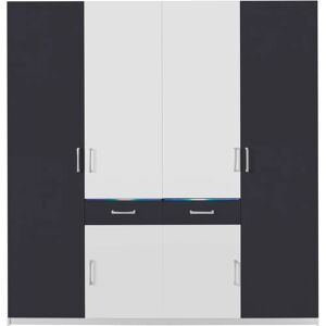 PRIESS Kleiderschrank - 185x193x55cm Hochglanz Schwarz/Weiß PRIESS Kleiderschrank - 185x193x55cm Hochglanz Schwarz/Weiß