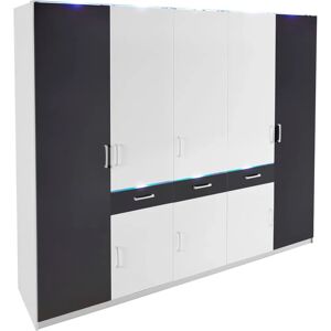 Priess Kleiderschrank - 230x193x55cm, Schwarz/Weiß Hochglanz, LED-Beleuchtung Priess Kleiderschrank - 230x193x55cm, Schwarz/Weiß Hochglanz, LED-Beleuchtung