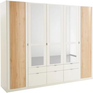 Priess Weiß Kleiderschrank - 5-türig, mit Spiegel, gerundete Elemente Priess Weiß Kleiderschrank - 5-türig, mit Spiegel, gerundete Elemente