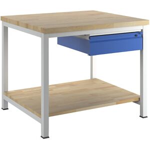 Banco de trabajo RAU con marco, 1 cajón grande, estante de haya - Mesa de trabajo Banco de trabajo RAU con marco, 1 cajón grande, estante de haya - Mesa de trabajo