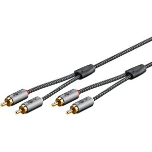 Goobay Audiokabel - 1m, RCA, Zwart, Zilver Goobay Audiokabel - 1m, RCA, Zwart, Zilver