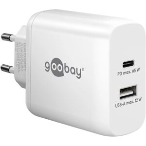 Goobay 65410 Cargador Dual USB-C & USB-A Blanco 65W - Cargador Goobay 65410 Cargador Dual USB-C & USB-A Blanco 65W - Cargador