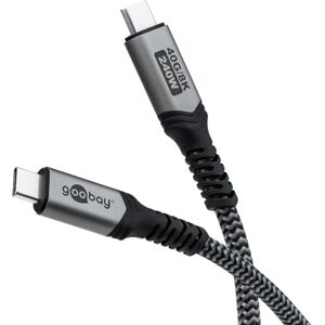 Goobay USB-C Kabel mit Textilummantelung - USB4 - 240 W - 40 Gbit/s - 1 m - Schwarz, Grau - USB Kabel Goobay USB-C Kabel mit Textilummantelung - USB4 - 240 W - 40 Gbit/s - 1 m - Schwarz, Grau - USB Kabel