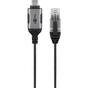 Cable Ethernet USB-C a RJ45 de Goobay - Negro, Plata - Adaptador de cable Cable Ethernet USB-C a RJ45 de Goobay - Negro, Plata - Adaptador de cable