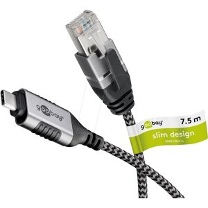 Goobay USB-C 3.1/RJ45 Cable 7.5m - Black, Silver - Network Adapter Goobay USB-C 3.1/RJ45 Cable 7.5m - Black, Silver - Network Adapter