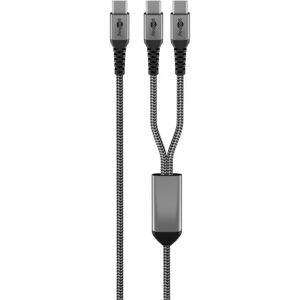 Goobay USB-C Textilkabel, 60 W, Power Delivery, 1,5 m, schwarzgrau Goobay USB-C Textilkabel, 60 W, Power Delivery, 1,5 m, schwarzgrau