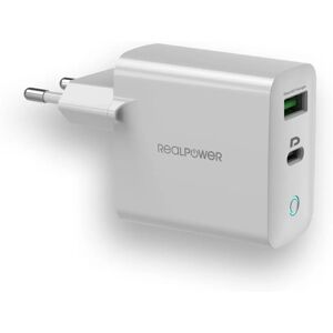 Cargador GaN RealPower PC-65 - Carga rápida, Universal, Blanco Cargador GaN RealPower PC-65 - Carga rápida, Universal, Blanco