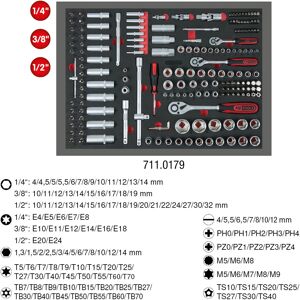 KS Tools 711.0179 Zestaw kluczy nasadowych - 179 szt, system 1/4"+3/8"+1/2" KS Tools 711.0179 Zestaw kluczy nasadowych - 179 szt, system 1/4"+3/8"+1/2"