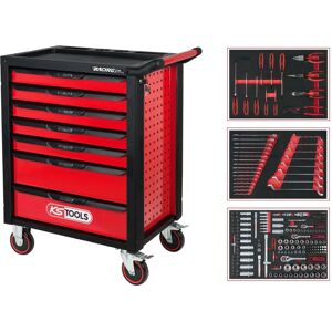 Chariot d'outils RACINGline KS TOOLS - noir/rouge, 7 tiroirs, 215 pièces - Publicité Chariot d'outils RACINGline KS TOOLS - noir/rouge, 7 tiroirs, 215 pièces - Publicité