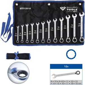 Brilliant Tools BT013212 Combination Wrench Set - Ratchet, 72 Teeth, Chrome Vanadium Brilliant Tools BT013212 Combination Wrench Set - Ratchet, 72 Teeth, Chrome Vanadium