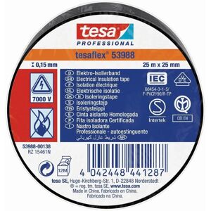 TESA Sort PVC Isolerbånd - Elektrisk 25m x 25mm TESA Sort PVC Isolerbånd - Elektrisk 25m x 25mm
