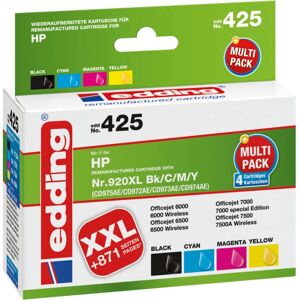 Edding EDD-425 Blækpatroner - Sort, Magenta, Gul, Cyan Edding EDD-425 Blækpatroner - Sort, Magenta, Gul, Cyan