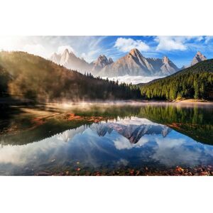 PAPERMOON Bergsee Herbst Nebel Fototapete - Wandbild PAPERMOON Bergsee Herbst Nebel Fototapete - Wandbild