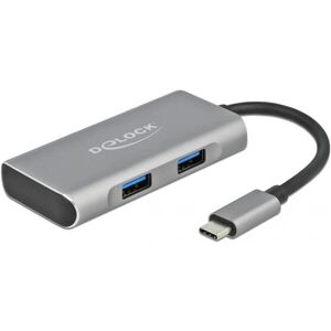 DeLOCK 63261 USB-C Hub 4-poorts - USB 3.2 Gen 2 - Zwart, Grijs DeLOCK 63261 USB-C Hub 4-poorts - USB 3.2 Gen 2 - Zwart, Grijs