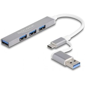 DeLOCK Model 64214 Hub USB Argintat 4-Port USB-C & USB-A - 5 Gbps DeLOCK Model 64214 Hub USB Argintat 4-Port USB-C & USB-A - 5 Gbps