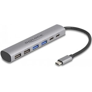 DeLOCK 64232 USB Dock - Grå, 6-ports, USB-C & Type-A DeLOCK 64232 USB Dock - Grå, 6-ports, USB-C & Type-A