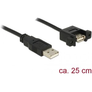 Delock USB-Kabel 0,25 m - USB 2.0, Schwarz, Montagefähig Delock USB-Kabel 0,25 m - USB 2.0, Schwarz, Montagefähig