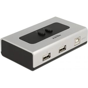 Interrupteur USB 2.0 bidirectionnel DeLOCK - 2 Ports, Noir/Argent Interrupteur USB 2.0 bidirectionnel DeLOCK - 2 Ports, Noir/Argent