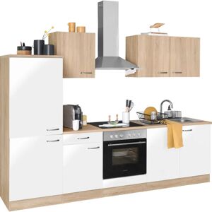 OPTIFIT Parare Küchenzeile - 270cm, weiß, Holzdetails, ohne Geräte OPTIFIT Parare Küchenzeile - 270cm, weiß, Holzdetails, ohne Geräte