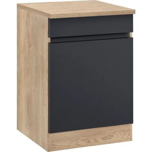 Roth Küchenschrank - 60x88x60cm - Schwarz Anthrazit & Eiche Roth Küchenschrank - 60x88x60cm - Schwarz Anthrazit & Eiche