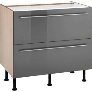 OPTIFIT Bern Küchenunterschrank - Grau Hochglanz Akazie - 90cm Breit OPTIFIT Bern Küchenunterschrank - Grau Hochglanz Akazie - 90cm Breit