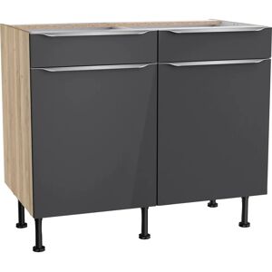 OPTIFIT Aken Küchenunterschrank - Hochglanz anthrazit/wildeiche - 100x87x58.4cm OPTIFIT Aken Küchenunterschrank - Hochglanz anthrazit/wildeiche - 100x87x58.4cm