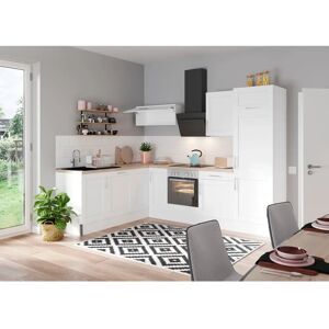 OPTIFIT Ahus Komplettküchen-Set - Winkelküche, Weiß & Braun OPTIFIT Ahus Komplettküchen-Set - Winkelküche, Weiß & Braun