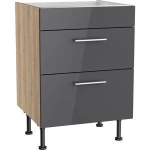 Herdumbauschrank Klara - OPTIFIT - Schwarz & Eiche Herdumbauschrank Klara - OPTIFIT - Schwarz & Eiche