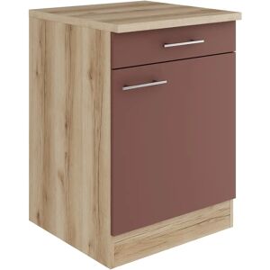 OPTIFIT Bella Unterschrank - 1 Tür, 60x84.8x60 cm - Rot, Wildeiche, Spanplatte OPTIFIT Bella Unterschrank - 1 Tür, 60x84.8x60 cm - Rot, Wildeiche, Spanplatte