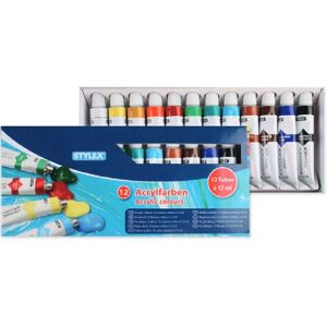 Stylex 28651 Acrylverf Set - 12 Kleuren Mat Finish Stylex 28651 Acrylverf Set - 12 Kleuren Mat Finish