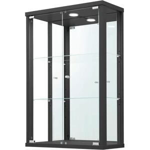 FIF MÖBEL Optima Glaskabinettschrank - 2 Türen, 82cm hoch, Schwarz FIF MÖBEL Optima Glaskabinettschrank - 2 Türen, 82cm hoch, Schwarz