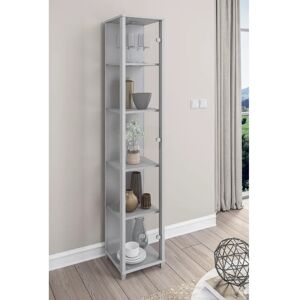 FIF MÖBEL OPTIMA Silber Standvitrine mit LED-Beleuchtung - Vitrine FIF MÖBEL OPTIMA Silber Standvitrine mit LED-Beleuchtung - Vitrine